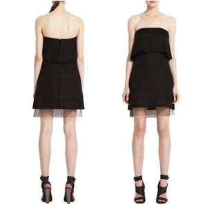 BCBGMAXAZRIA Runway Sigrid Black Tulle Tiered Strapless Mini Dress | Size 6